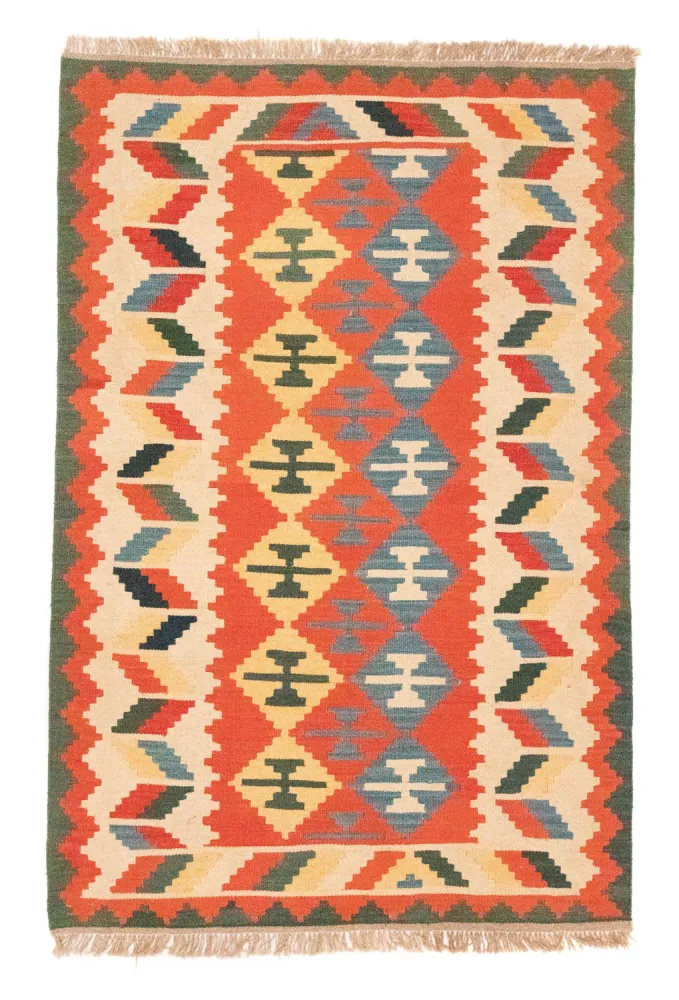 Dywan Kelim - Orientalny - 184 x 120 cm - pomarańczowy