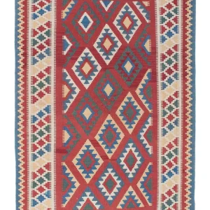 Dywan Kelim - Orientalny - 186 x 125 cm - ciemna czerwień