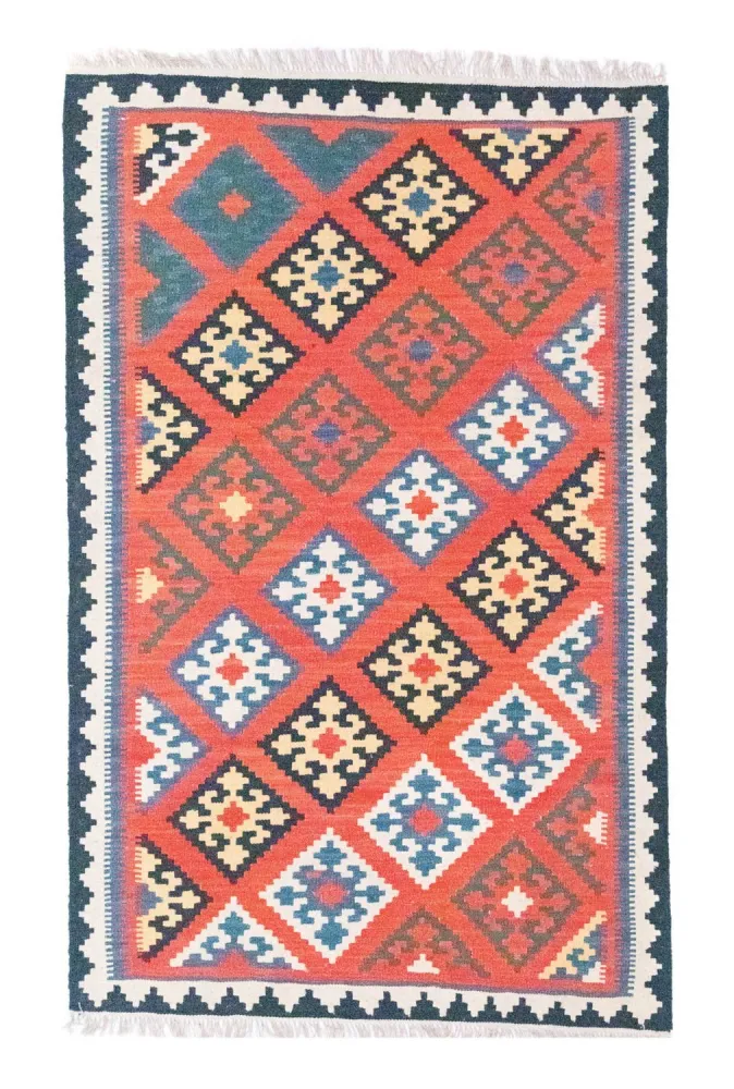 Dywan Kelim - Orientalny - 188 x 123 cm - pomarańczowy
