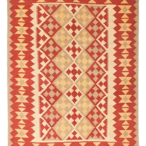 Dywan Kelim - Orientalny - 190 x 148 cm - pomarańczowy