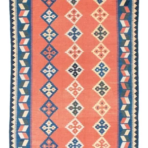 Dywan Kelim - Orientalny - 193 x 135 cm - pomarańczowy