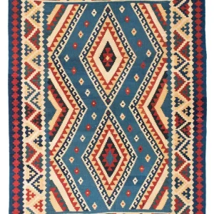Dywan Kelim - Orientalny - 193 x 152 cm - niebieski