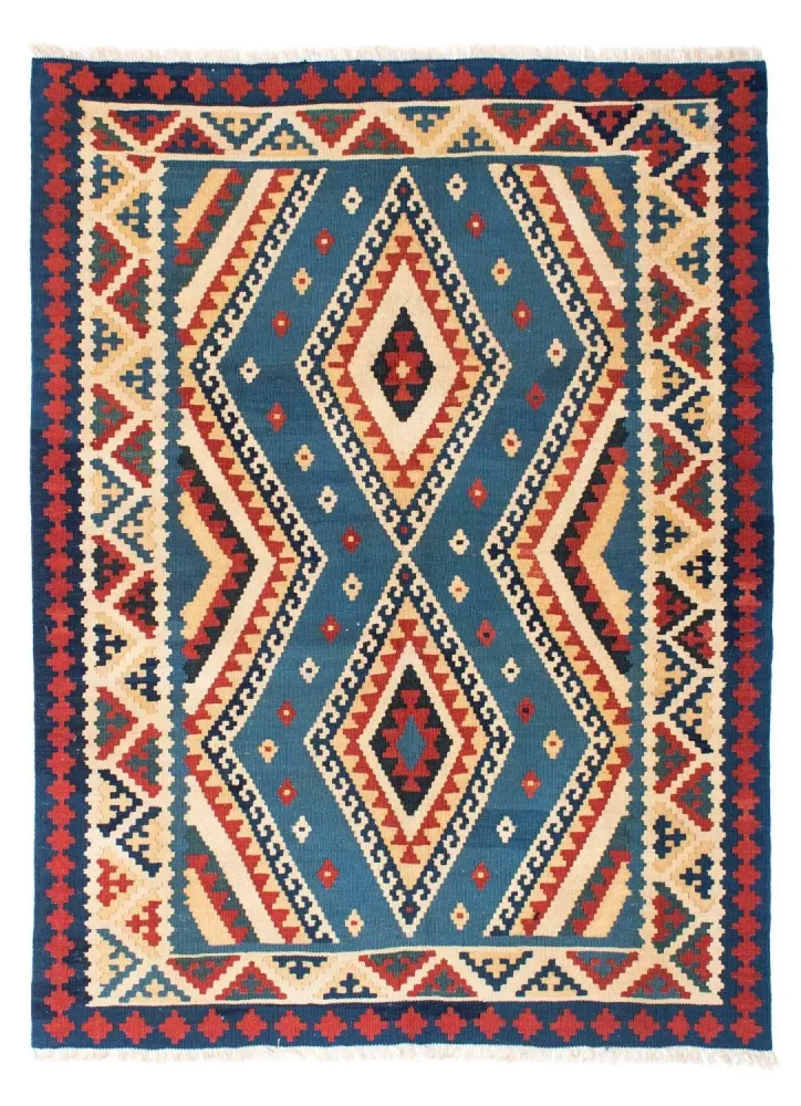 Dywan Kelim - Orientalny - 193 x 152 cm - niebieski
