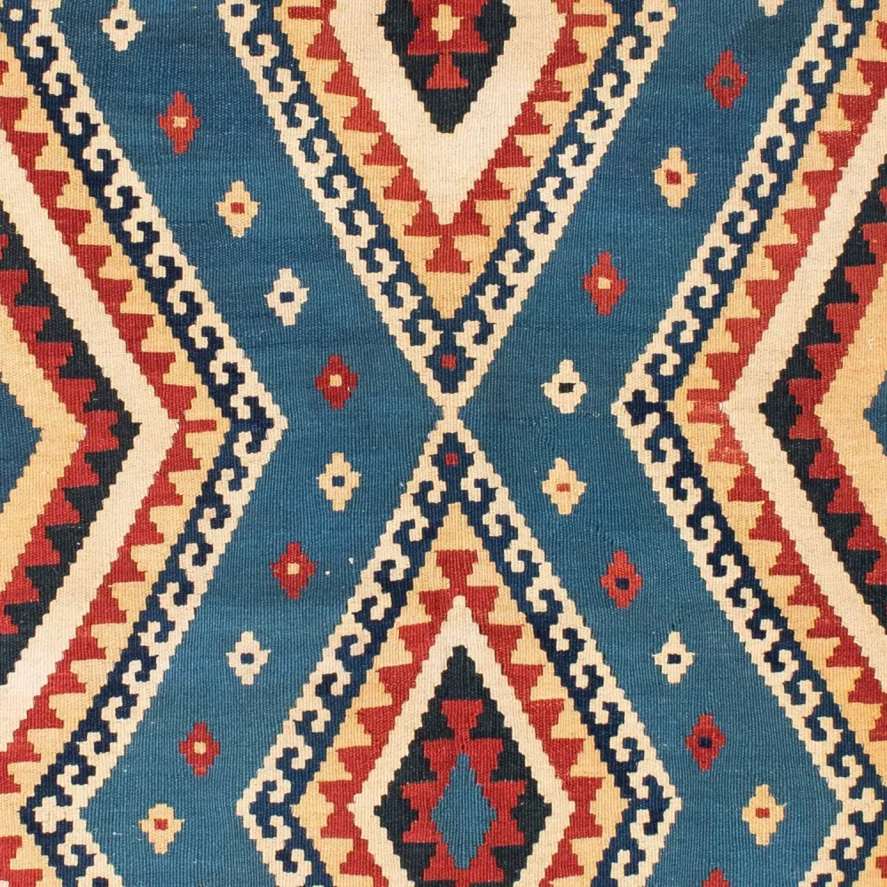 Dywan Kelim - Orientalny - 193 x 152 cm - niebieski