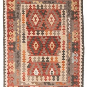 Dywan Kelim - Orientalny - 194 x 147 cm - jasna czerwień