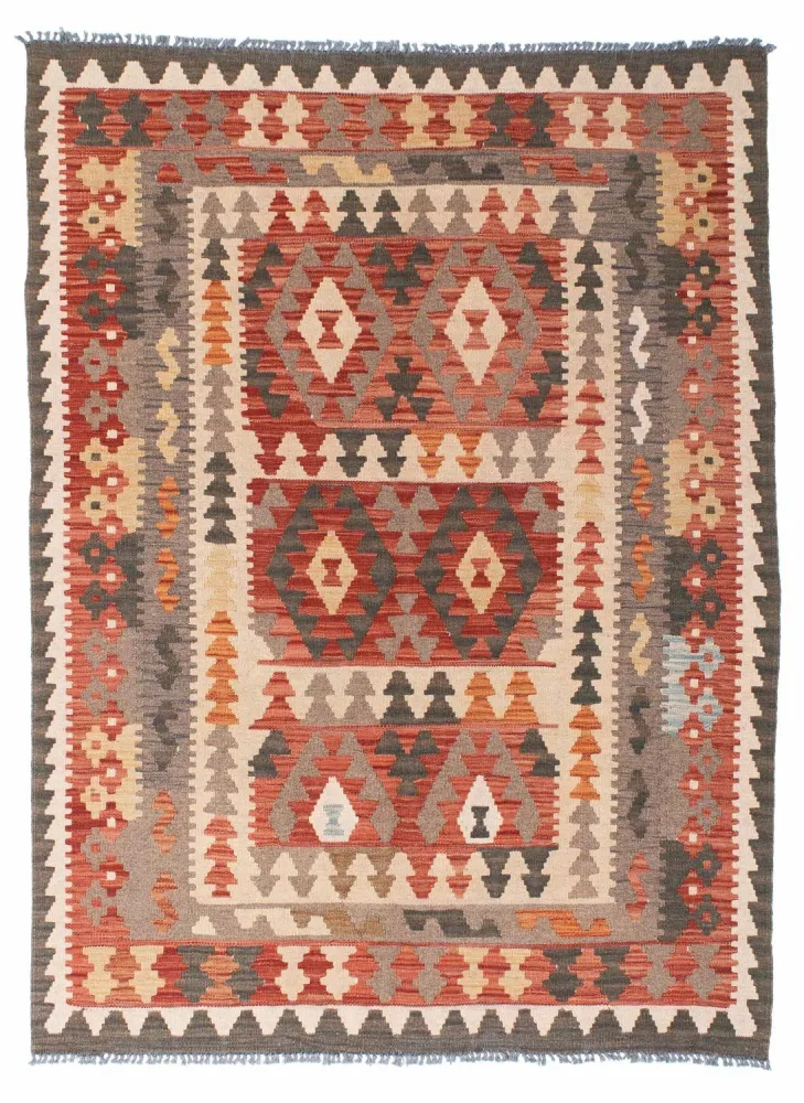 Dywan Kelim - Orientalny - 194 x 147 cm - jasna czerwień