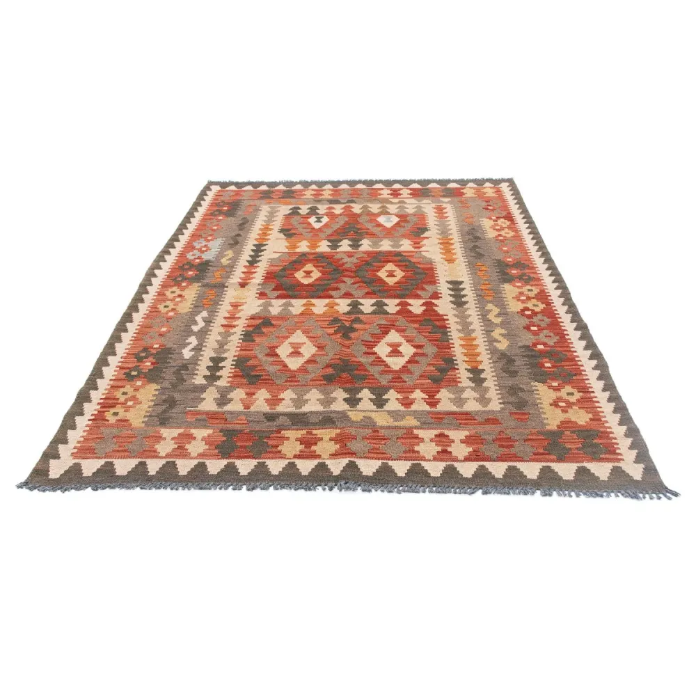 Dywan Kelim - Orientalny - 194 x 147 cm - jasna czerwień