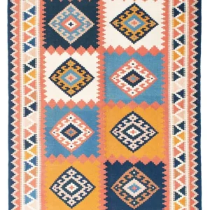 Dywan Kelim - Orientalny - 200 x 159 cm - niebieski
