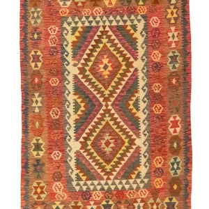 Dywan Kelim - Orientalny - 203 x 148 cm - pomarańczowy