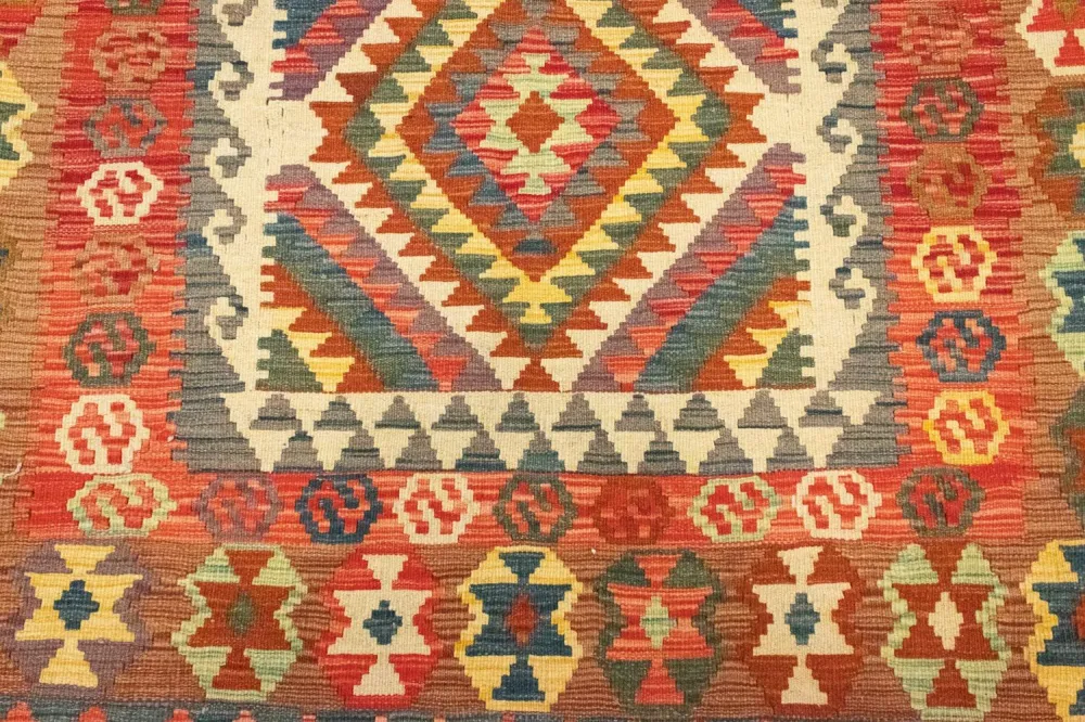 Dywan Kelim - Orientalny - 203 x 148 cm - pomarańczowy