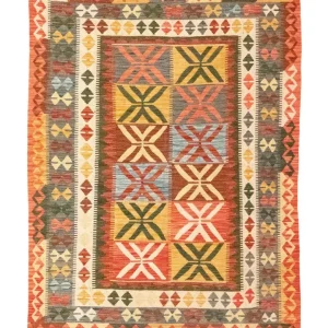 Dywan Kelim - Orientalny - 205 x 150 cm - pomarańczowy