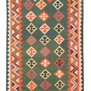 Dywan Kelim - Orientalny - 217 x 148 cm - zielona