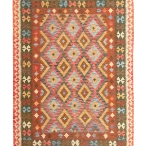 Dywan Kelim - Orientalny - 217 x 160 cm - pomarańczowy