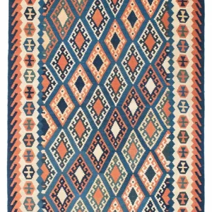 Dywan Kelim - Orientalny - 222 x 158 cm - niebieski