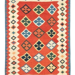 Dywan Kelim - Orientalny - 240 x 166 cm - pomarańczowy