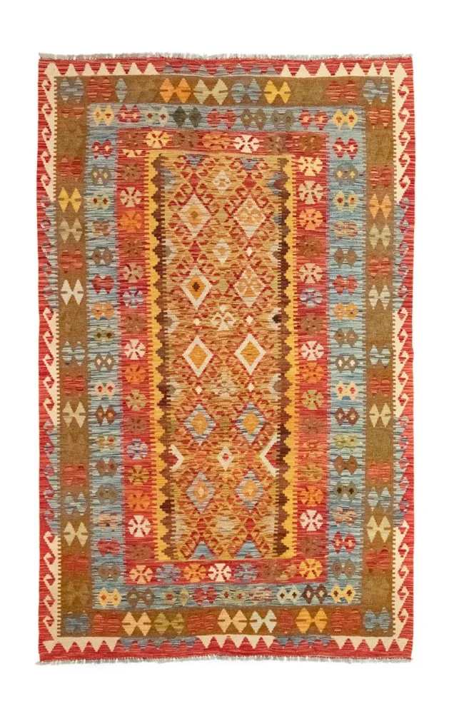 Dywan Kelim - Orientalny - 252 x 162 cm - złoto