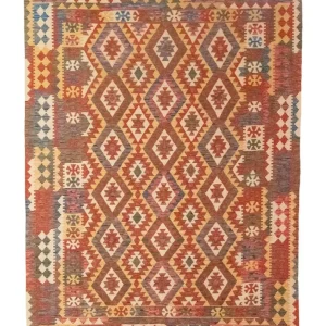 Dywan Kelim - Orientalny - 287 x 201 cm - brązowy