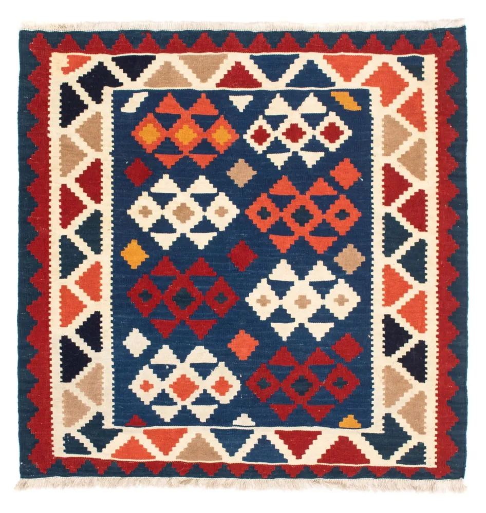 Dywan Kelim - Orientalny kwadratowy - 103 x 100 cm - ciemnoniebieski