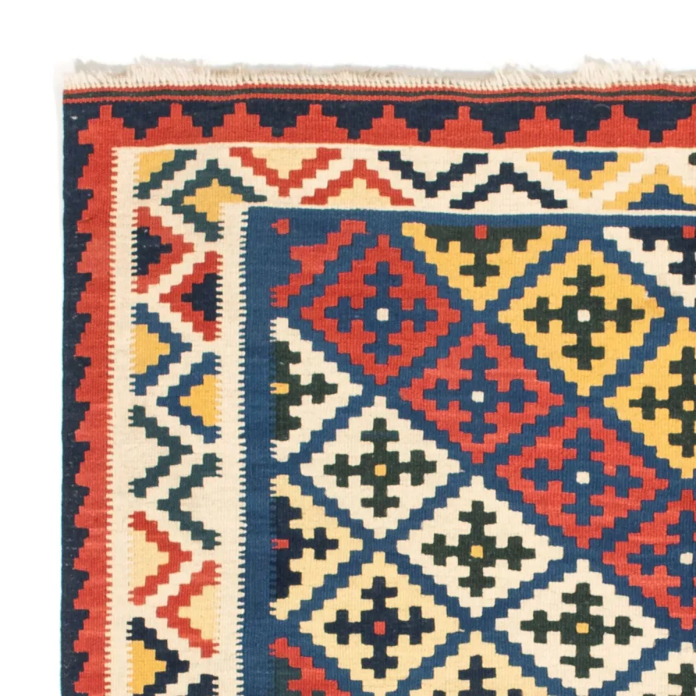 Dywan Kelim - Orientalny kwadratowy - 104 x 102 cm - niebieski