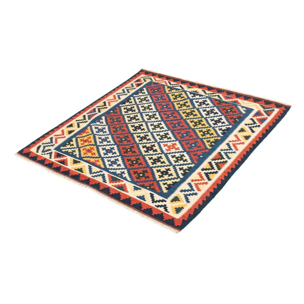 Dywan Kelim - Orientalny kwadratowy - 104 x 102 cm - niebieski