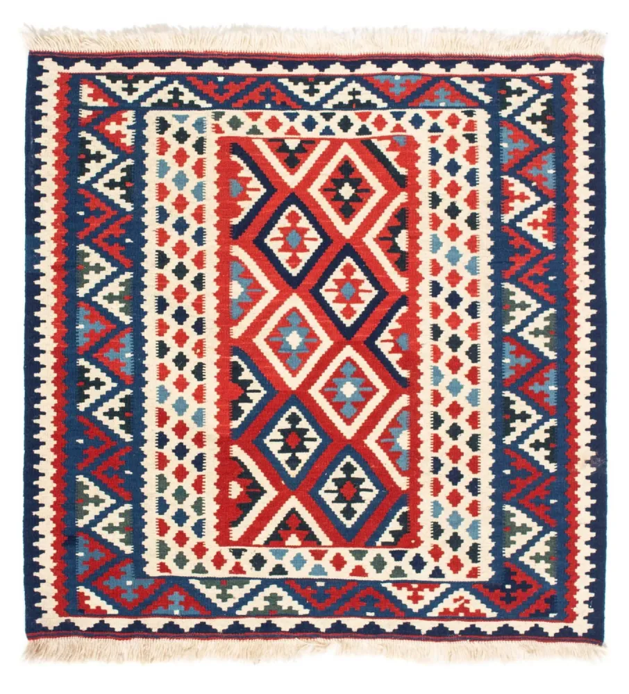 Dywan Kelim - Orientalny kwadratowy - 104 x 103 cm - beżowy