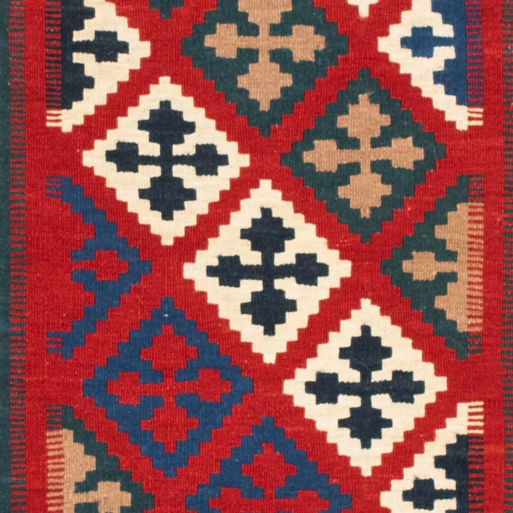Dywan Kelim - Orientalny kwadratowy - 104 x 98 cm - niebieski