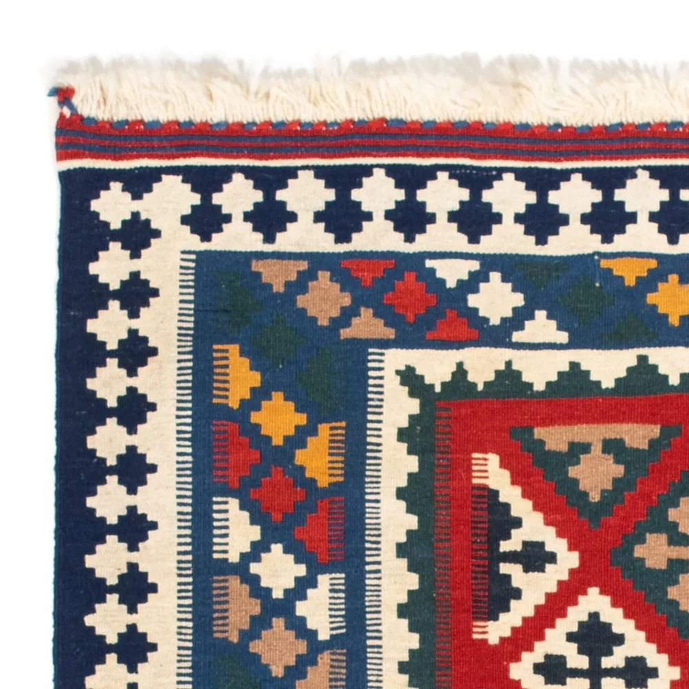 Dywan Kelim - Orientalny kwadratowy - 104 x 98 cm - niebieski