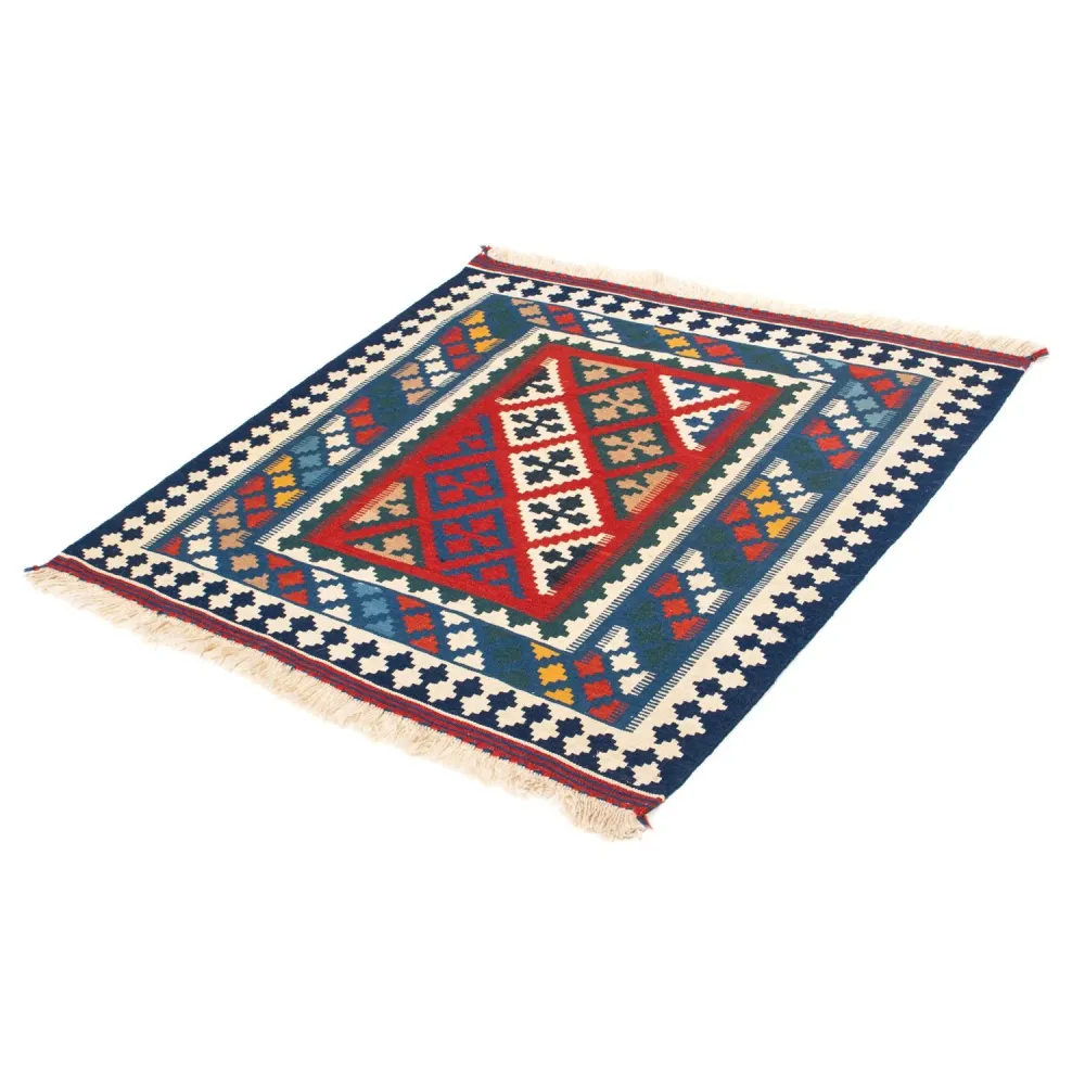 Dywan Kelim - Orientalny kwadratowy - 104 x 98 cm - niebieski