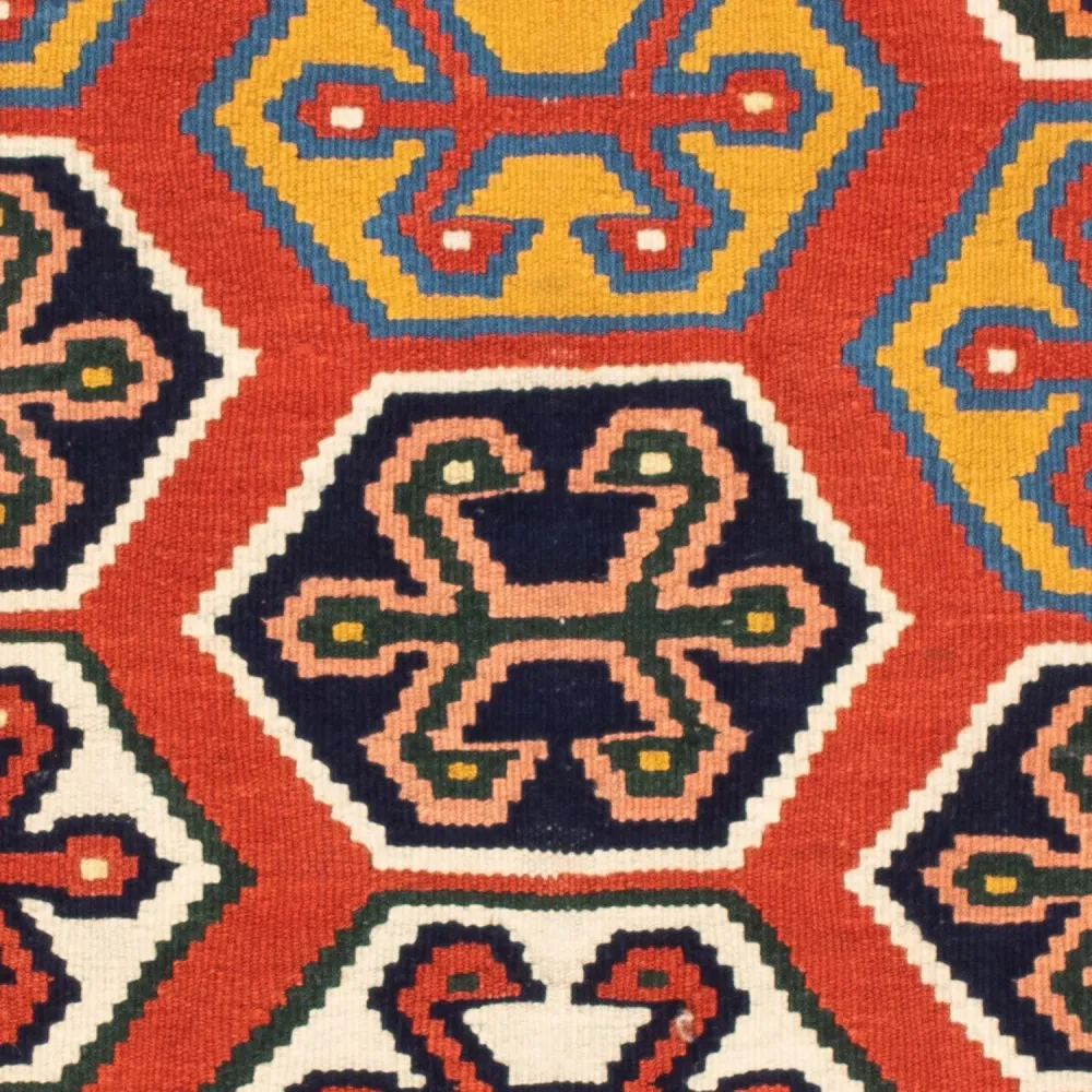 Dywan Kelim - Orientalny kwadratowy - 105 x 103 cm - czerwony