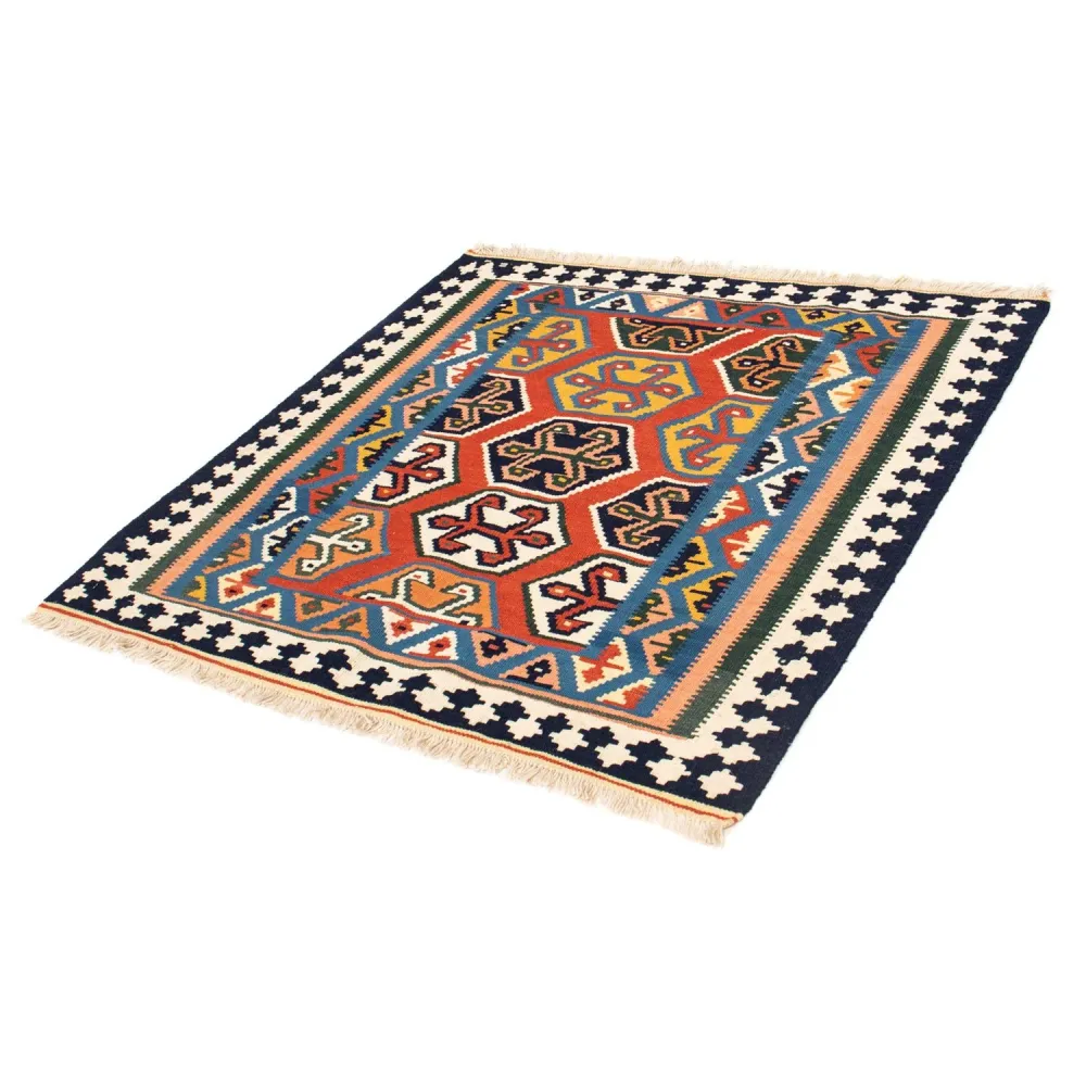 Dywan Kelim - Orientalny kwadratowy - 105 x 103 cm - czerwony