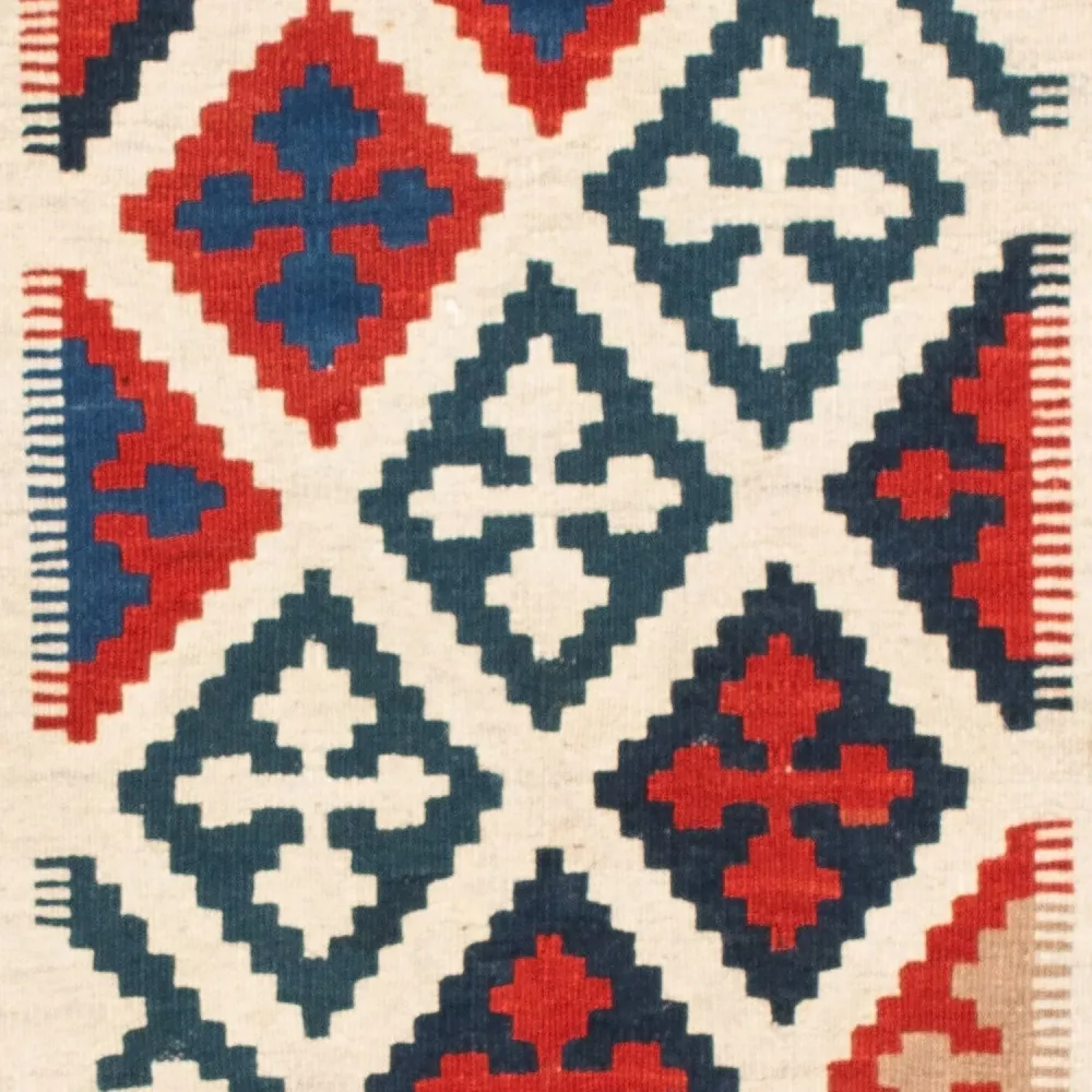 Dywan Kelim - Orientalny kwadratowy - 108 x 103 cm - niebieski