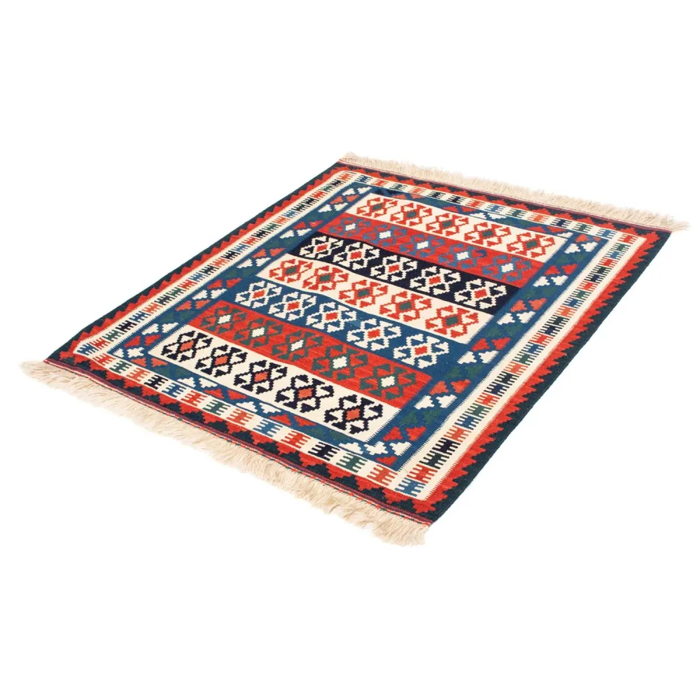 Dywan Kelim - Orientalny kwadratowy - 110 x 100 cm - niebieski