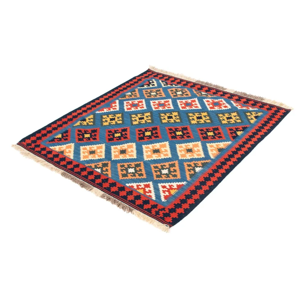 Dywan Kelim - Orientalny kwadratowy - 110 x 107 cm - niebieski