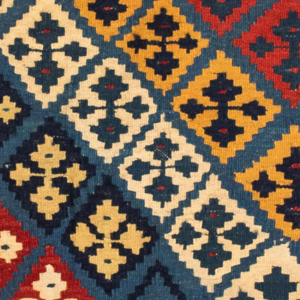 Dywan Kelim - Orientalny kwadratowy - 110 x 109 cm - czerwony