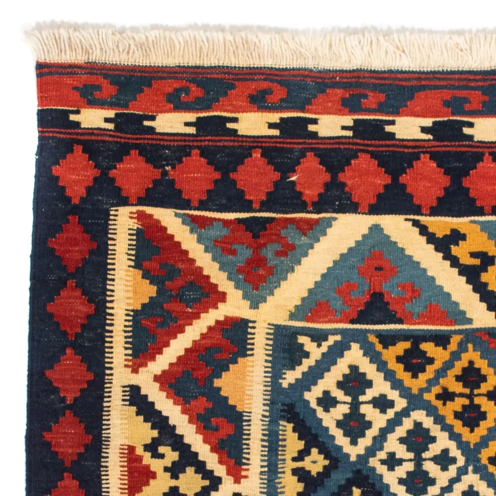 Dywan Kelim - Orientalny kwadratowy - 110 x 109 cm - czerwony