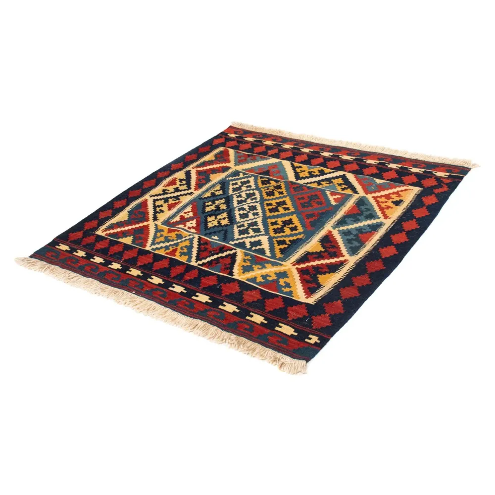 Dywan Kelim - Orientalny kwadratowy - 110 x 109 cm - czerwony