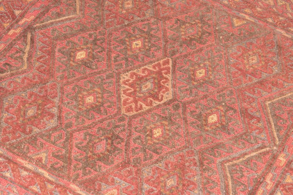 Dywan Kelim - Orientalny kwadratowy - 123 x 114 cm - czerwony