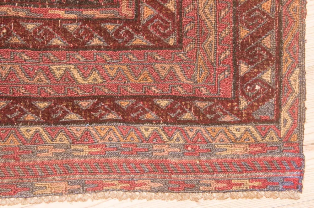 Dywan Kelim - Orientalny kwadratowy - 123 x 114 cm - czerwony