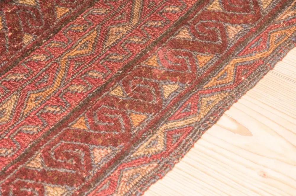 Dywan Kelim - Orientalny kwadratowy - 123 x 114 cm - czerwony
