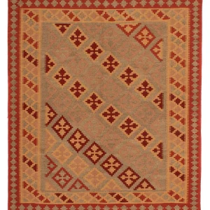 Dywan Kelim - Orientalny kwadratowy - 165 x 161 cm - ciemna czerwień