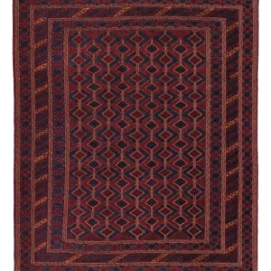 Dywan Kelim - Orientalny kwadratowy - 189 x 160 cm - ciemna czerwień
