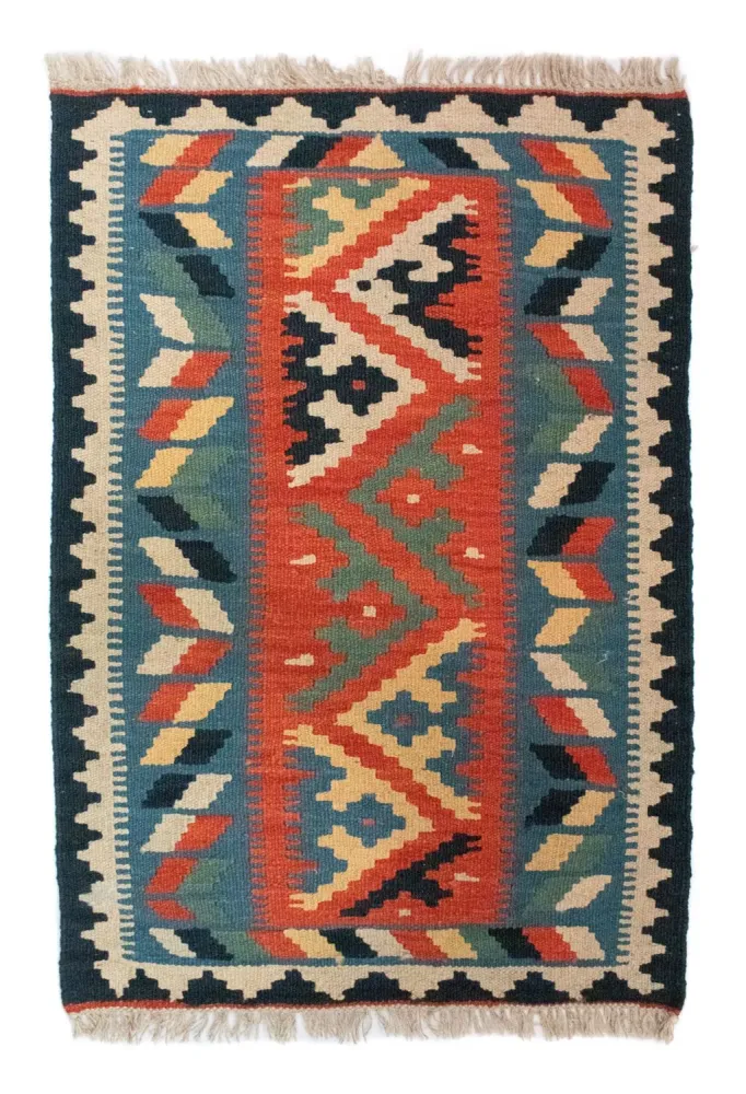 Dywan Kelim - Orientalny - 87 x 60 cm - niebieski