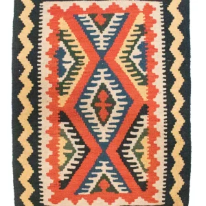 Dywan Kelim - Orientalny - 90 x 65 cm - pomarańczowy