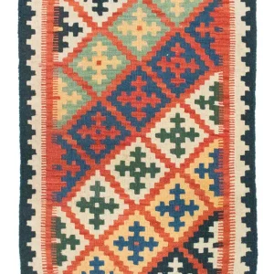 Dywan Kelim - Orientalny - 92 x 65 cm - pomarańczowy