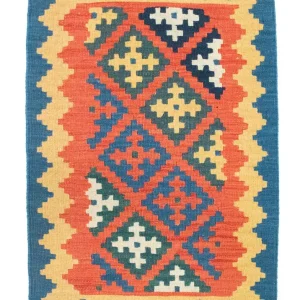 Dywan Kelim - Orientalny - 90 x 64 cm - pomarańczowy