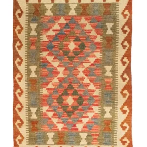 Dywan Kelim - Orientalny - 90 x 60 cm - pomarańczowy