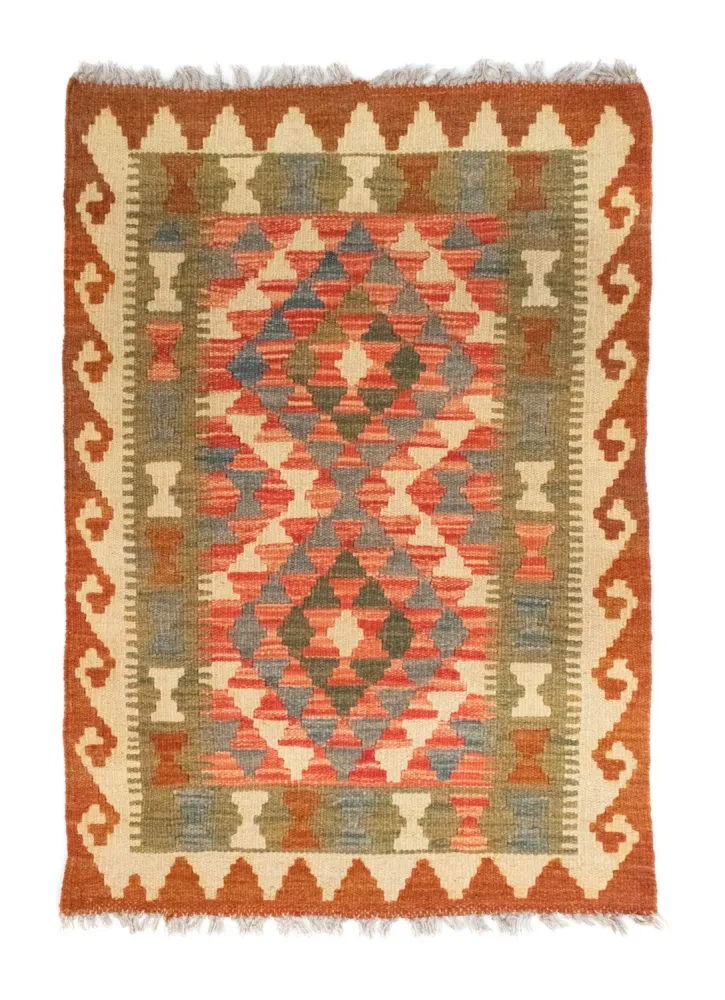 Dywan Kelim - Orientalny - 90 x 60 cm - pomarańczowy