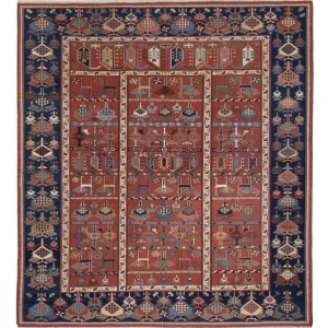 Dywan Kelim - Orientalny - Soumak kwadratowy - 205 x 192 cm - rdza
