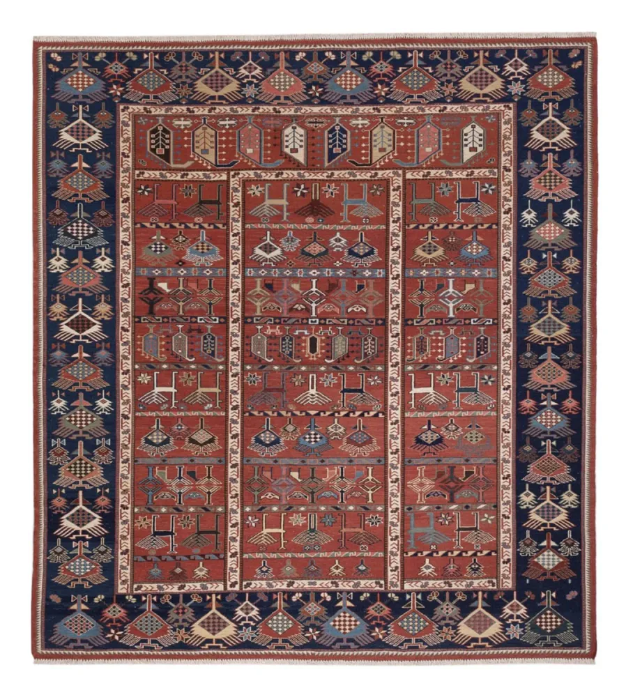 Dywan Kelim - Orientalny - Soumak kwadratowy - 205 x 192 cm - rdza