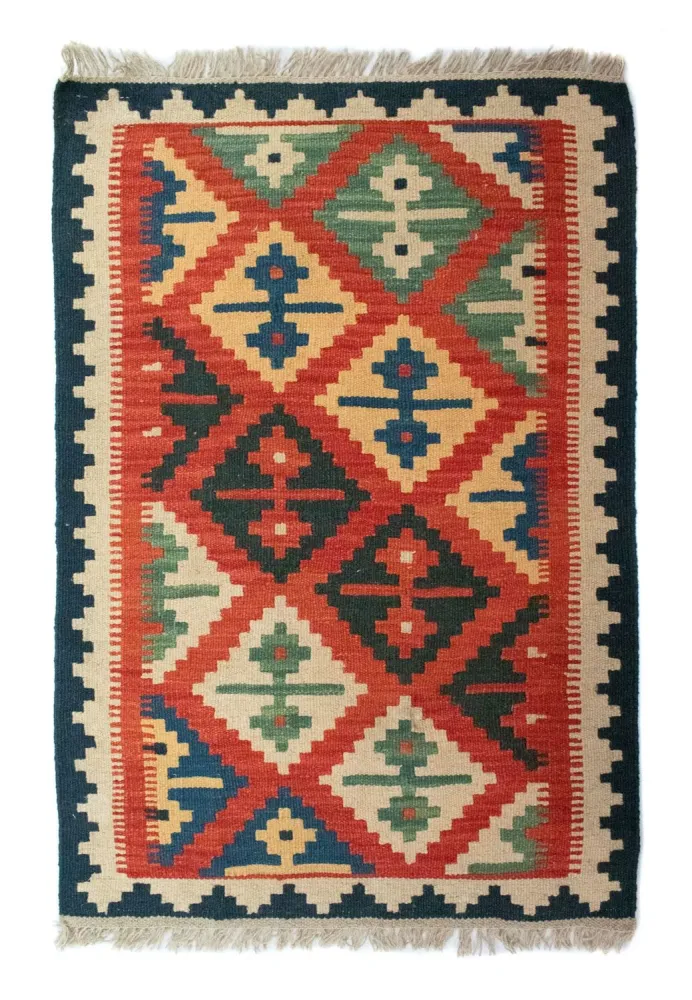 Dywan Kelim - Orientalny - 92 x 62 cm - wielokolorowy